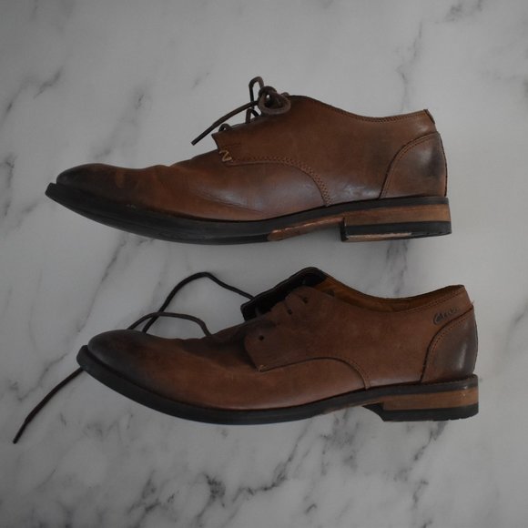 Clarks Plus brown leather dress shoe derby shoes size 9 main image 8